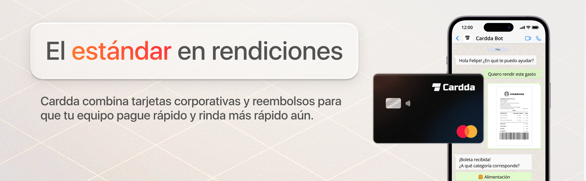 El estándar en rendiciones — Cardda combina tarjetas corporativas y reembolsos por
  WhatsApp